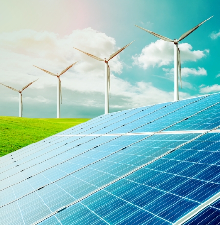 Solar panels with aeolic energy 